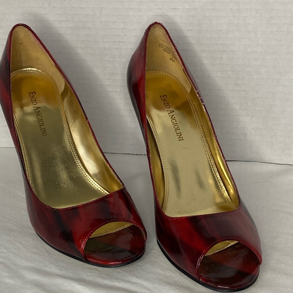 Stiletto Leather Peep Toe Enzo Size 8